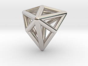 0337 Triakis Tetrahedron E (a=1cm) #001 in Rhodium Plated Brass