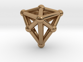 0338 Triakis Tetrahedron V&E (a=1cm) #002 in Polished Brass