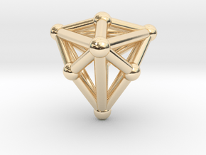 0338 Triakis Tetrahedron V&E (a=1cm) #002 in 14k Gold Plated Brass