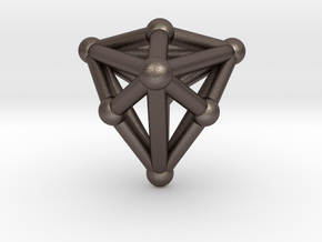 0338 Triakis Tetrahedron V&E (a=1cm) #002 in Polished Bronzed Silver Steel
