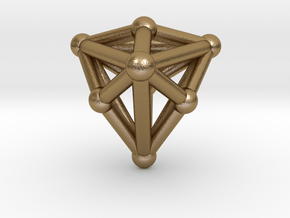 0338 Triakis Tetrahedron V&E (a=1cm) #002 in Polished Gold Steel