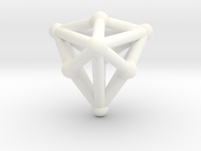 0338 Triakis Tetrahedron V&E (a=1cm) #002 in White Processed Versatile Plastic