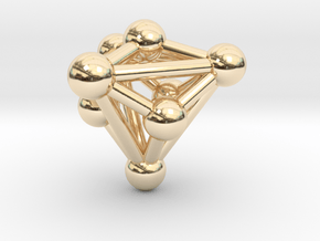 0339 Triakis Tetrahedron V&E (a=1cm) #003 in 14k Gold Plated Brass