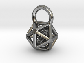 Icosahedron Frame Pendant in Polished Silver
