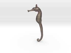 Sea Horse Pendant in Polished Bronzed Silver Steel