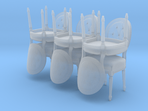 Louis XVI Side Chair Set of 6 in Smooth Fine Detail Plastic: 1:48