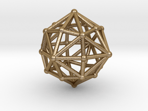 0398 Disdyakis Dodecahedron V&E (a=1cm) #002 in Polished Gold Steel