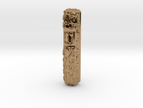 Mezuzah Case, Scrollwork A in Polished Brass