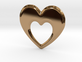 Heart within a Heart in Polished Brass