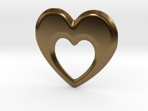 Heart within a Heart in Polished Bronze