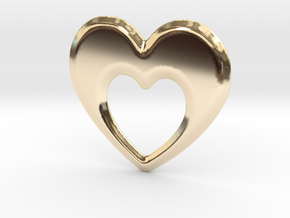 Heart within a Heart in 14k Gold Plated Brass