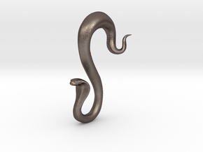 Cobra ear plug (left ear) in Polished Bronzed-Silver Steel: Medium