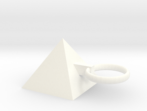 Pyramid King Keyring in White Processed Versatile Plastic