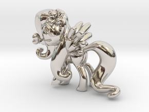Fluttershy 1 Full Color - XS in Rhodium Plated Brass