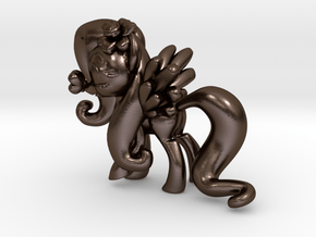Fluttershy 1 Full Color - XS in Polished Bronze Steel