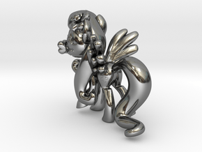 Fluttershy 1 Full Color - S1 in Fine Detail Polished Silver