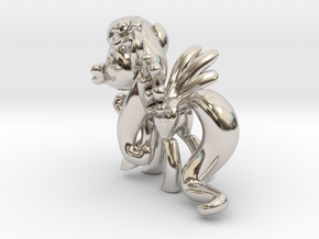 Fluttershy 1 Full Color - S1 in Rhodium Plated Brass