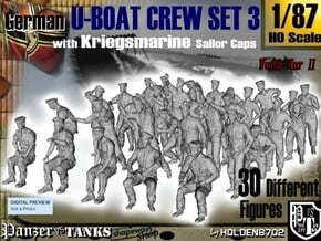 1-87 German U-Boot Crew Set3 in Smooth Fine Detail Plastic