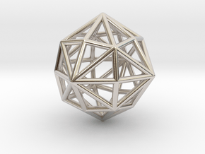 0397 Disdyakis Dodecahedron E (a=1cm) #001 in Rhodium Plated Brass