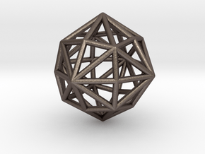 0397 Disdyakis Dodecahedron E (a=1cm) #001 in Polished Bronzed Silver Steel