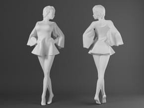 Skirt Girl-002-scale 1/32 in Tan Fine Detail Plastic