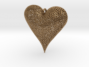 Valentines Day Voronoi Heart Pendant in Natural Brass