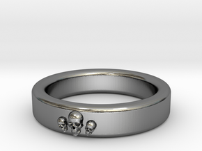 Smooth Anatomical Skull Ring in Fine Detail Polished Silver