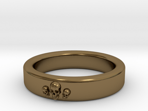 Smooth Anatomical Skull Ring in Polished Bronze