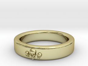 Smooth Anatomical Skull Ring in 18k Gold Plated Brass