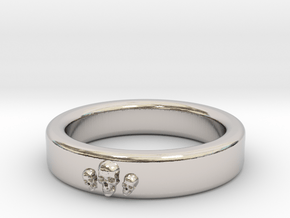 Smooth Anatomical Skull Ring in Rhodium Plated Brass