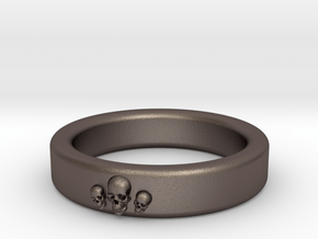 Smooth Anatomical Skull Ring in Polished Bronzed Silver Steel