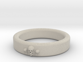 Smooth Anatomical Skull Ring in Natural Sandstone