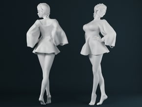 Skirt Girl-002 scale 1/24 in Tan Fine Detail Plastic
