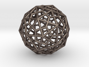0400 Truncated Icosahedron + Pentakis Dodecahedron in Polished Bronzed Silver Steel