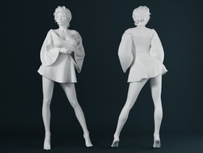 Skirt Girl-006 scale 1/24 in Smooth Fine Detail Plastic: 1:24