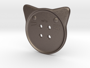 Cat Button in Polished Bronzed Silver Steel