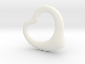 Open Heart Pandent, jumbo in White Processed Versatile Plastic