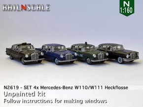 SET 4x Mercedes-Benz Heckflosse (N 1:160) in Tan Fine Detail Plastic