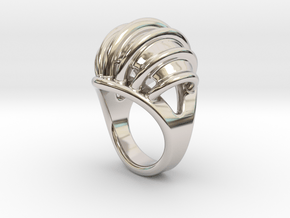 Ring New Way 16 - Italian Size 16 in Rhodium Plated Brass