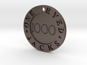 One Eyed Jacks Poker Chip (1-Sided) in Polished Bronzed Silver Steel