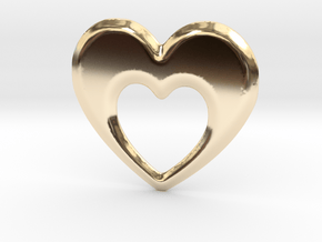 Heart within a heart pendant  in 14K Yellow Gold