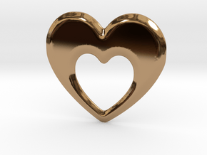 Heart within a heart pendant  in Polished Brass
