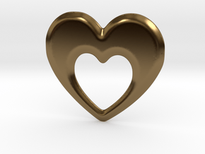 Heart within a heart pendant  in Polished Bronze