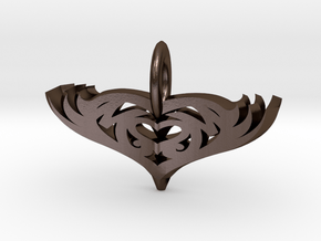 Mom Pendant Heart in Polished Bronze Steel