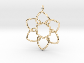 Heart Petals 6 Points - 5cm - wLoopet in 14K Yellow Gold