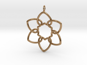Heart Petals 6 Points - 5cm - wLoopet in Polished Brass