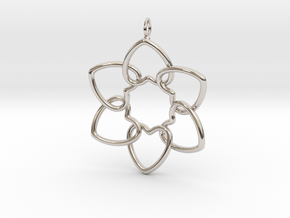 Heart Petals 6 Points - 5cm - wLoopet in Rhodium Plated Brass