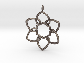 Heart Petals 6 Points - 5cm - wLoopet in Polished Bronzed Silver Steel