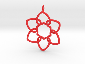 Heart Petals 6 Points - 5cm - wLoopet in Red Processed Versatile Plastic
