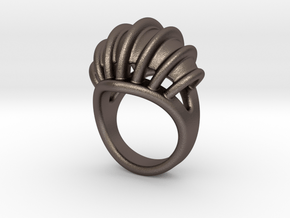 Ring New Way 26 - Italian Size 26 in Polished Bronzed Silver Steel